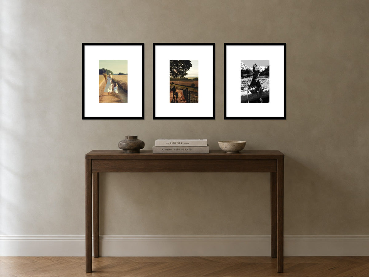 The Chiswick Hallway Set in black, hung above a console table