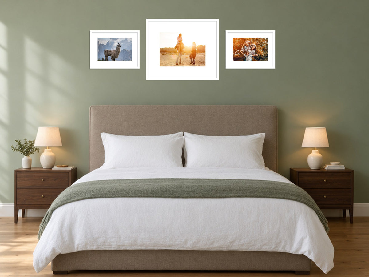 The Berwick Bedroom Set in white, hung above a bed