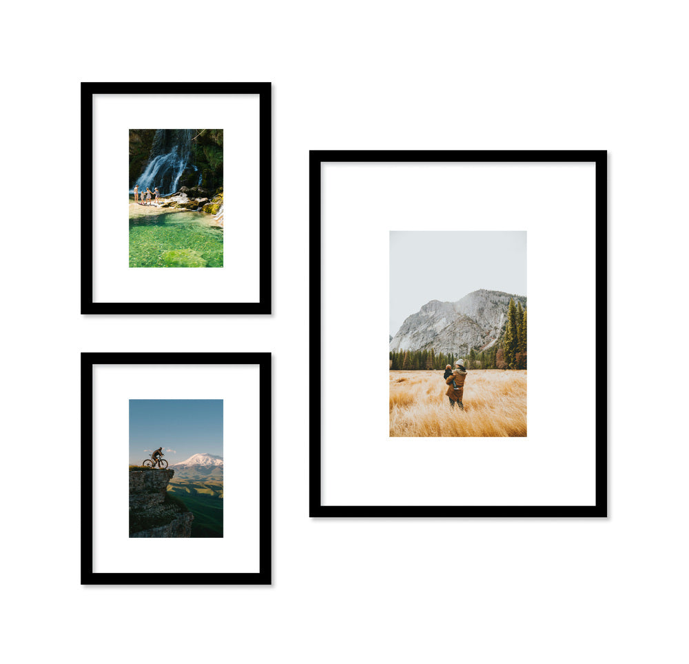 Three frames arranged as a gallery wall